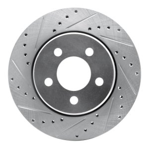 Dodge Nitro Brake Rotor (1) - Front Left - R1 Concepts - Drilled & Slotted - Silver - `07-`12